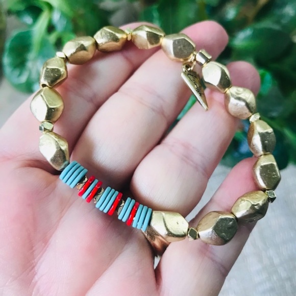 ERIMISH BRACELETS ⭐️ New SEA-MIST GOLD PYRAMID STUDDED LEATHER 4 PC STACK NWT - Picture 5 of 15